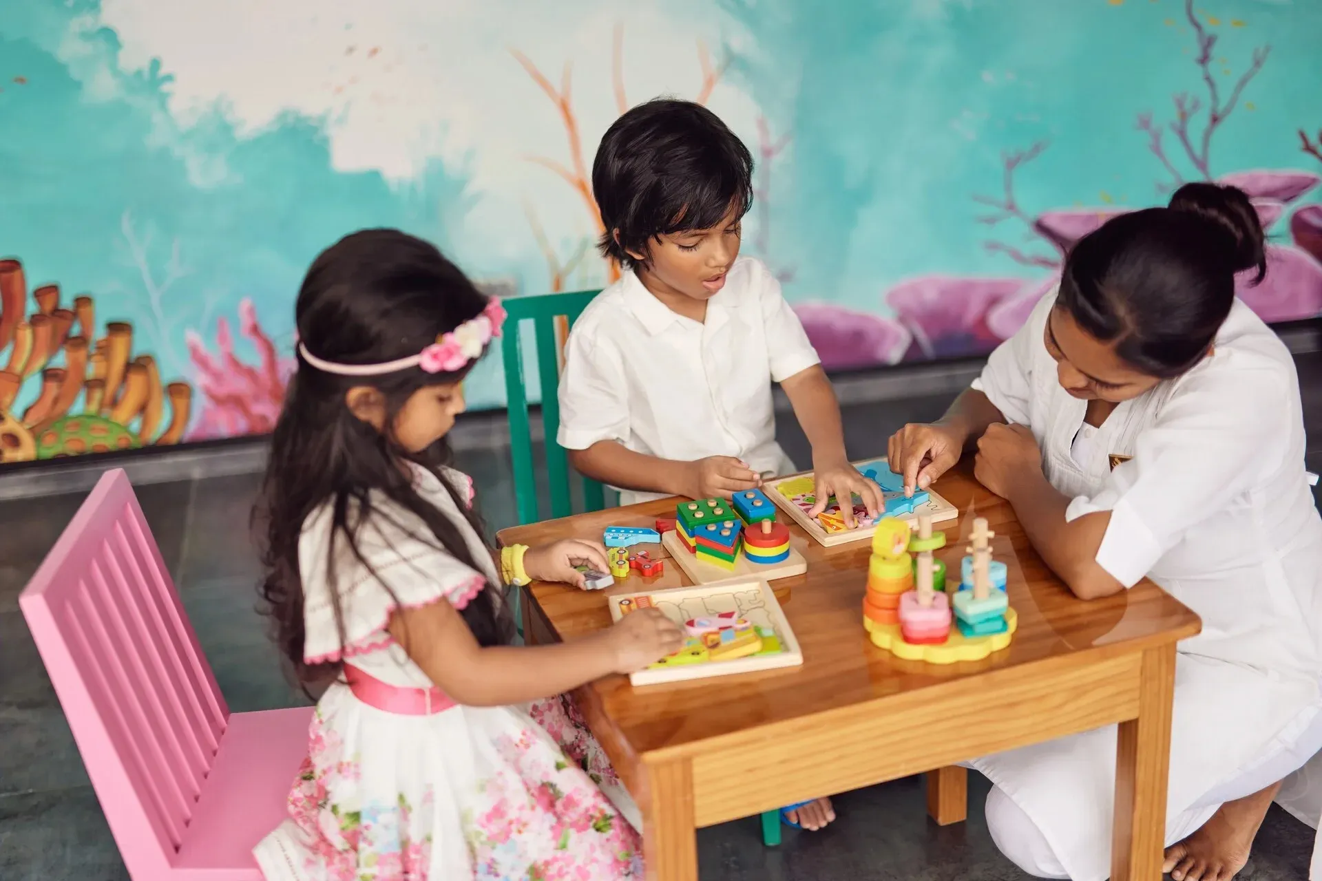 Children playing at the Kids Club, Jumeirah Olhahali Island