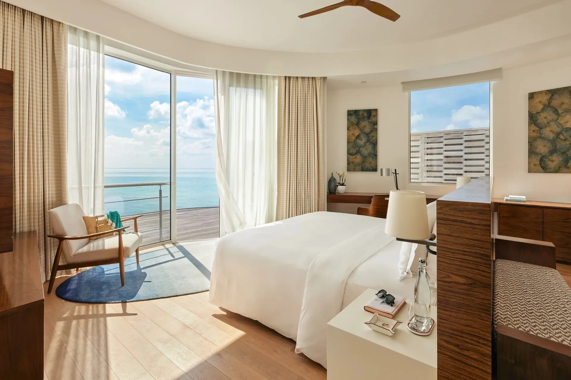 Bedroom of the One Bedroom Ocean Villa with Pool at Jumeirah Olhahali Island