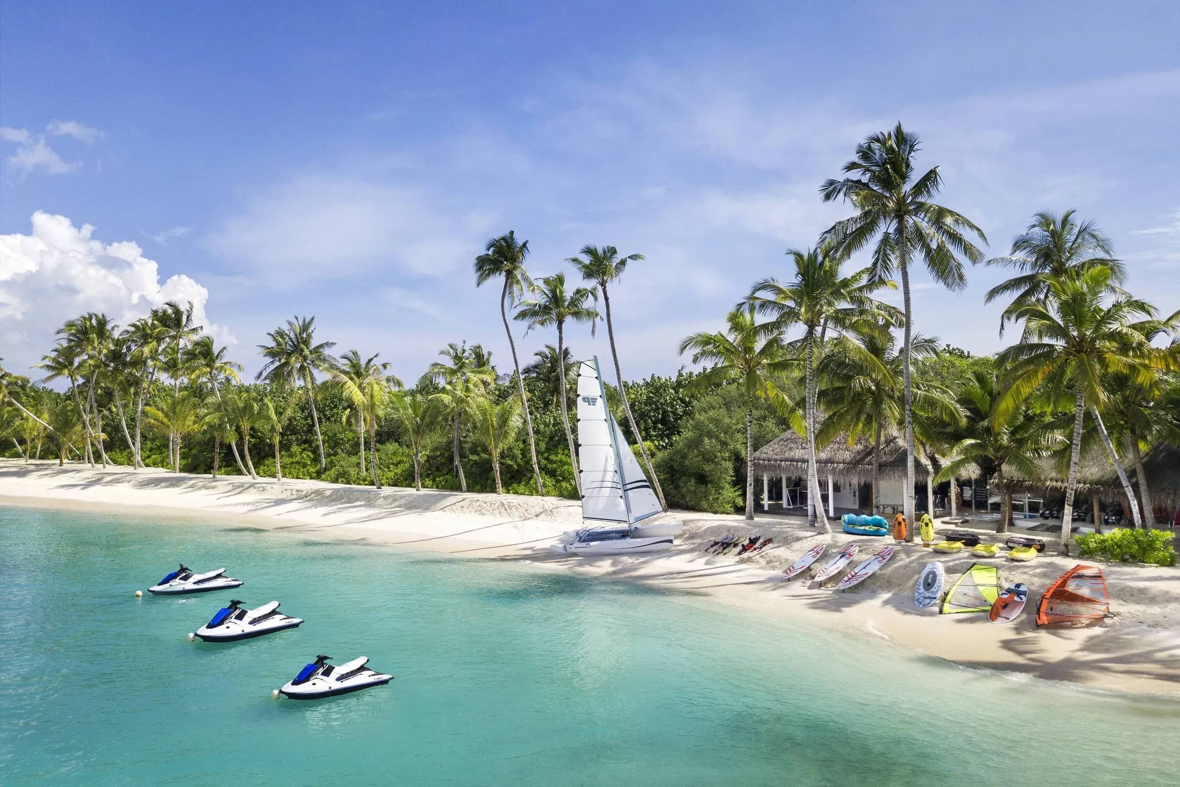 Watersports centre and kayaks at JW Marriott Maldives Resort & Spa