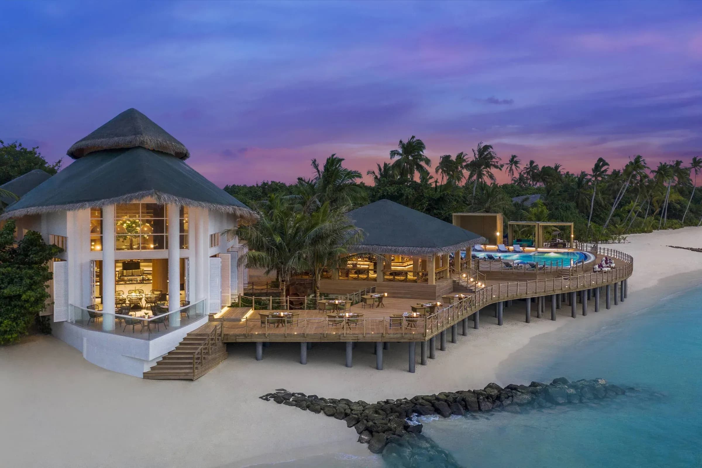 Aailaa all-day dining restaurant on the beachfront at JW Marriott Maldives Resort & Spa