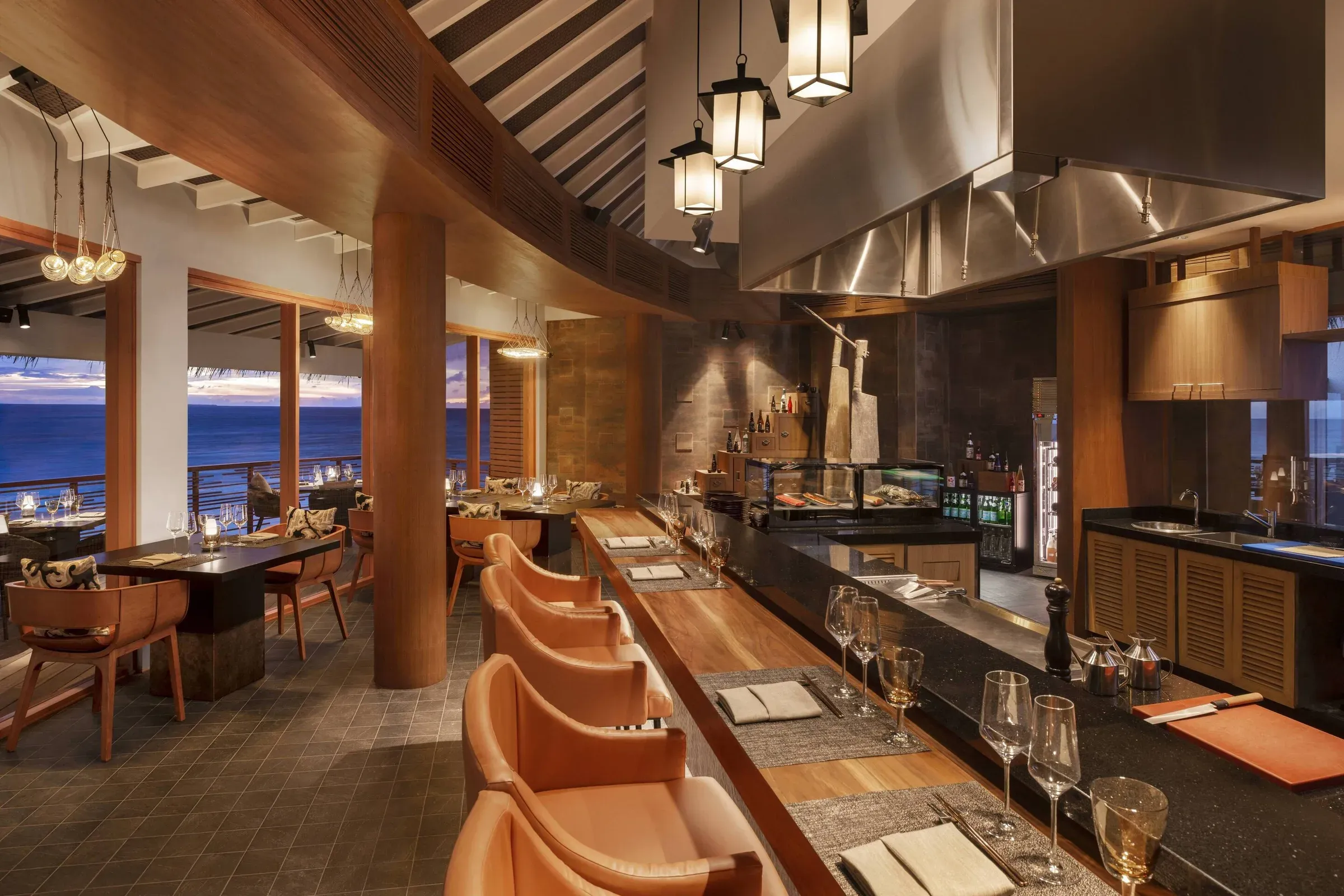 Hashi overwater Japanese teppanyaki restaurant at JW Marriott Maldives Resort & Spa