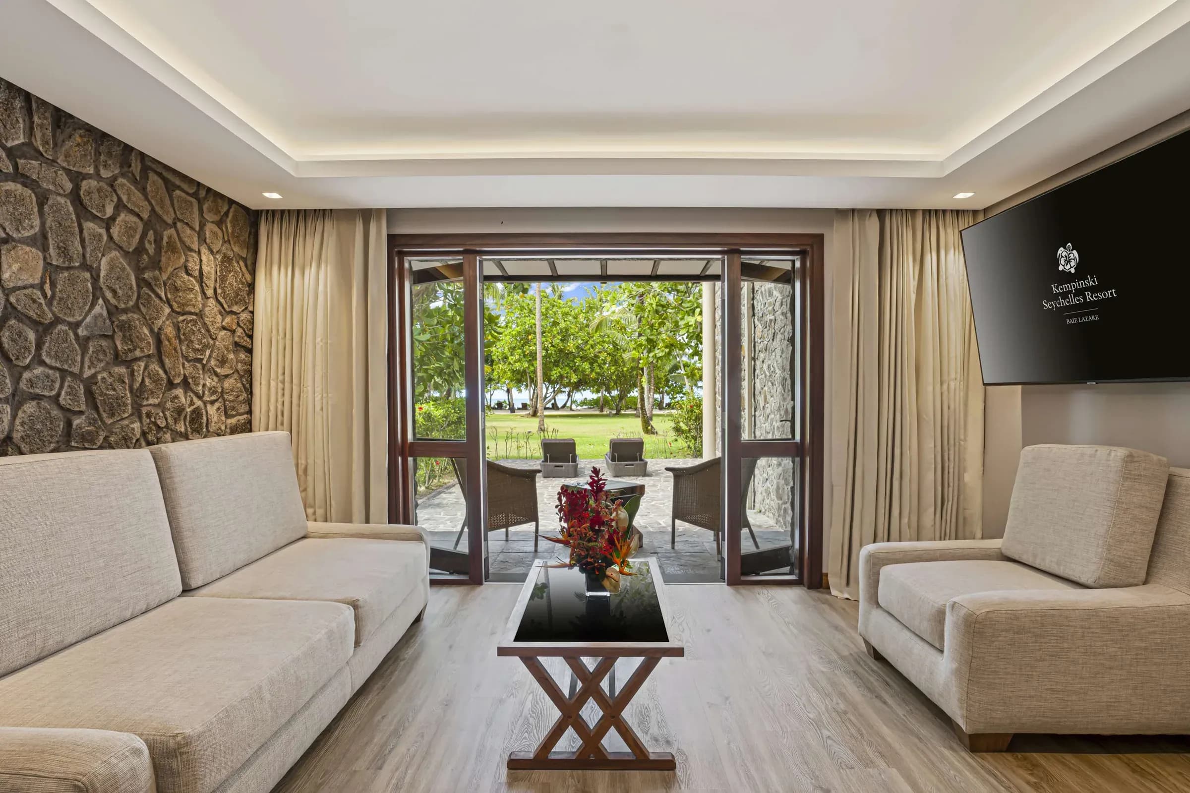 The Picault Suite terrace at Kempinski Seychelles Resort