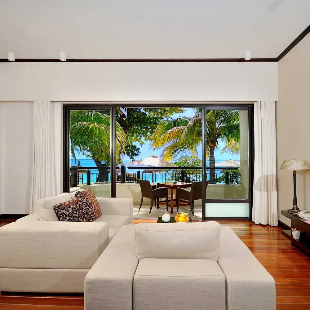 Duplex Suite living room with ocean view at Le Cardinal Exclusive Resort