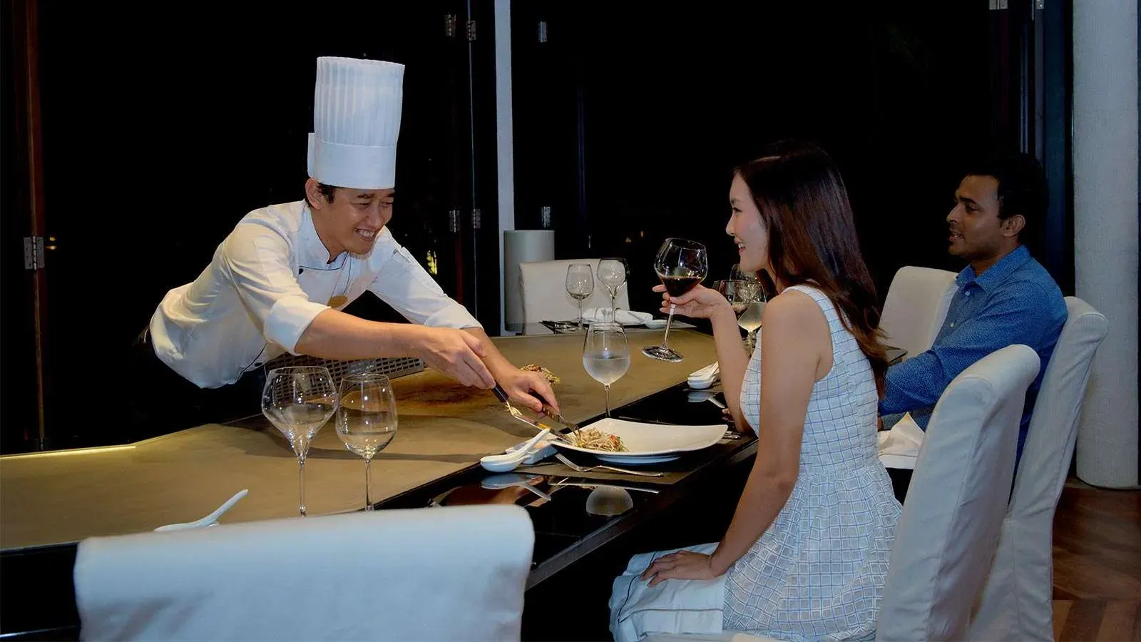 Teppanyaki grill dining at Lily Beach Resort & Spa
