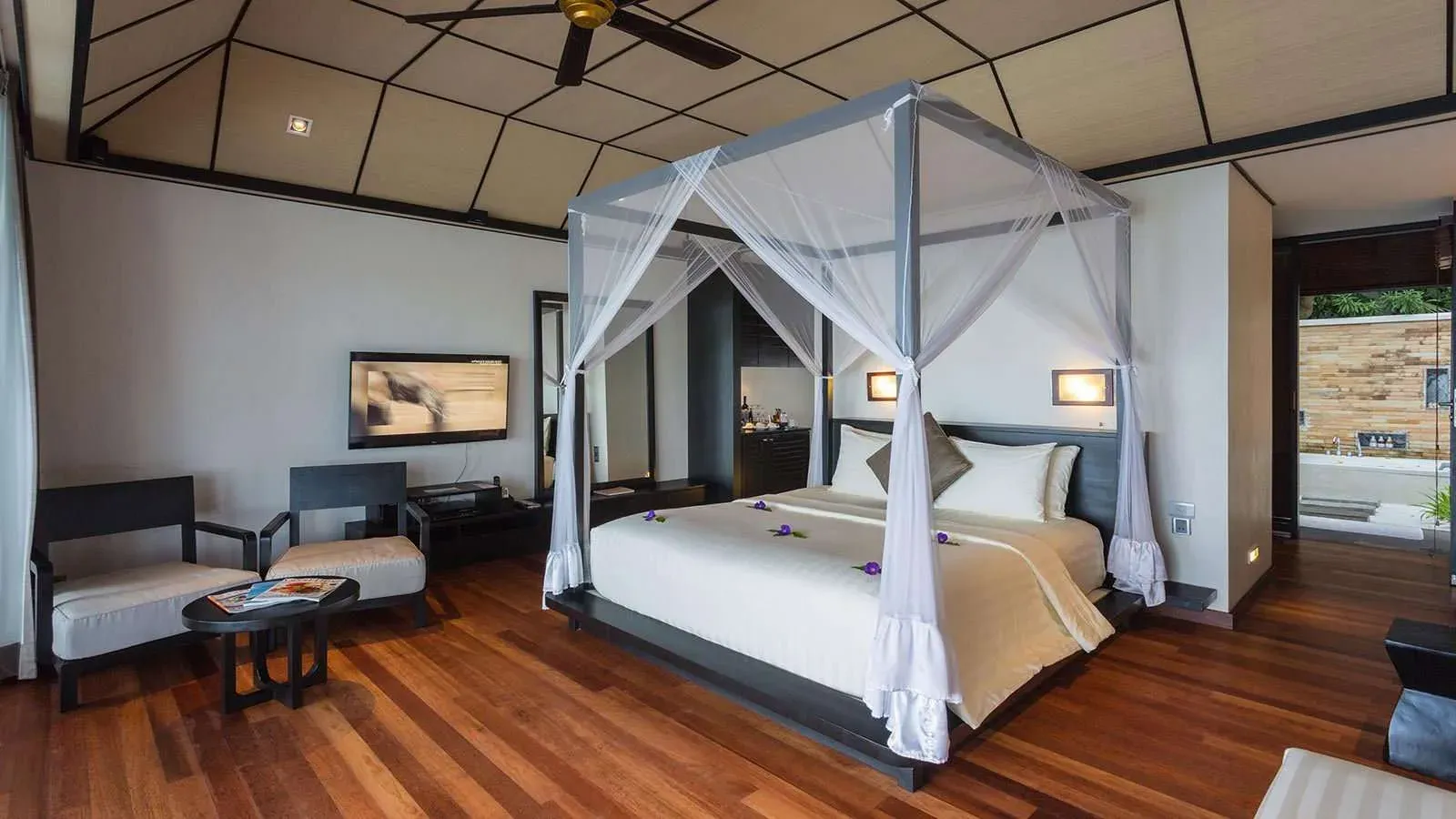 Lagoon Villa bedroom at Lily Beach Resort & Spa