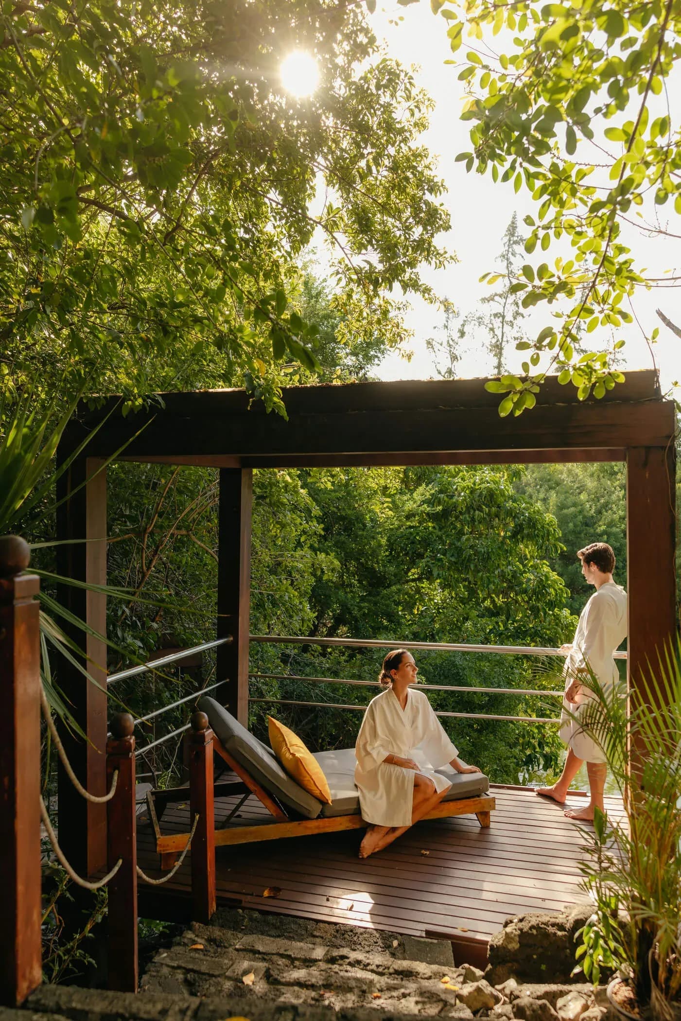 GLOW Spa's outdoor pavilion set in tropical gardens at Long Beach, Mauritius