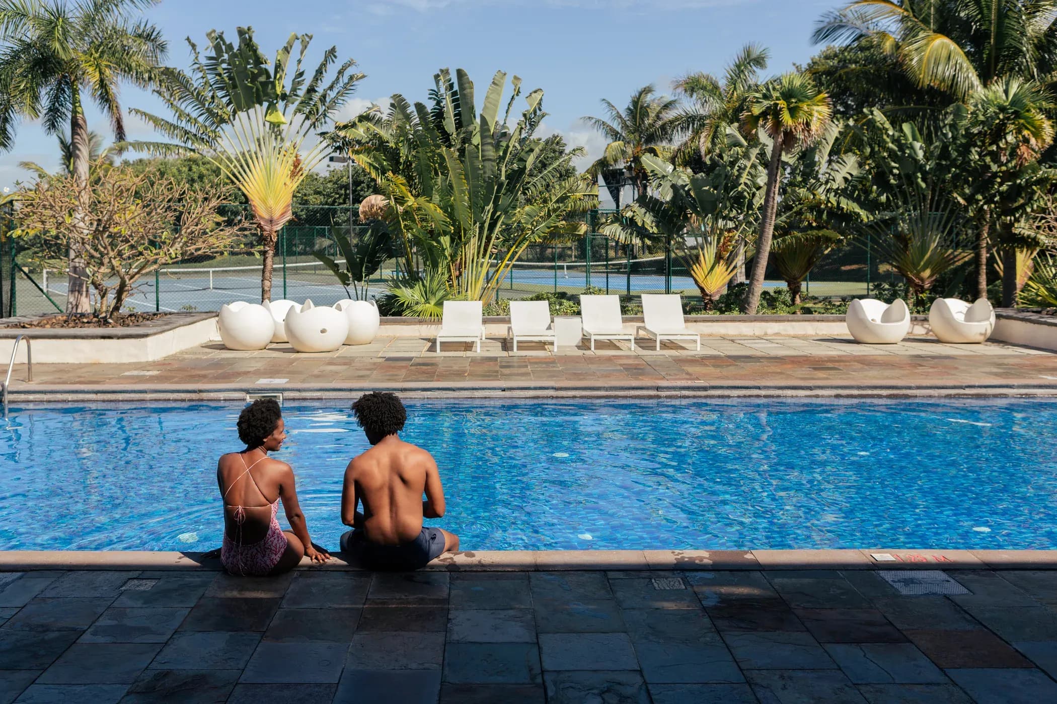 Lap pool overlooking the lagoon at Long Beach, A Sunlife Resort, Mauritius