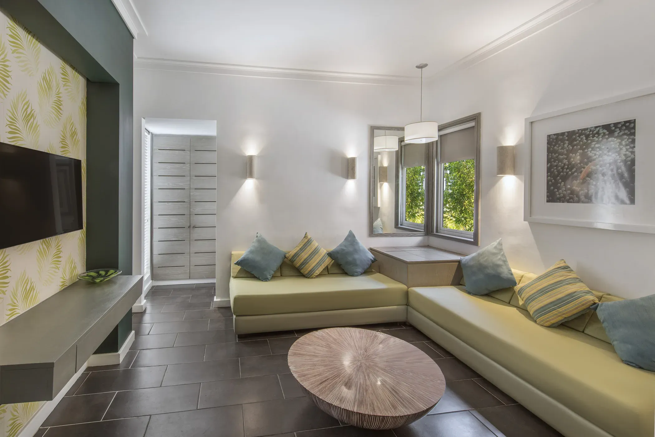 Family Suite living space with separate sleeping area at Long Beach, Mauritius