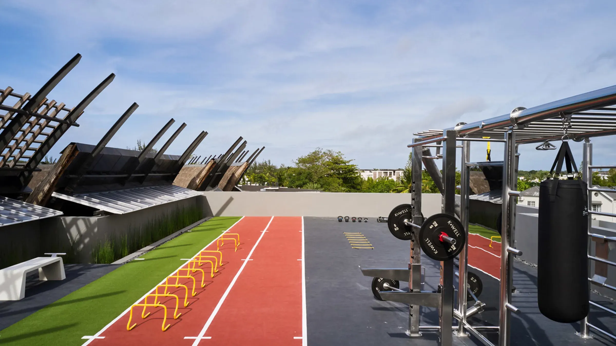 Muscle Up on the Roof outdoor running track and gym at LUX* Grand Baie