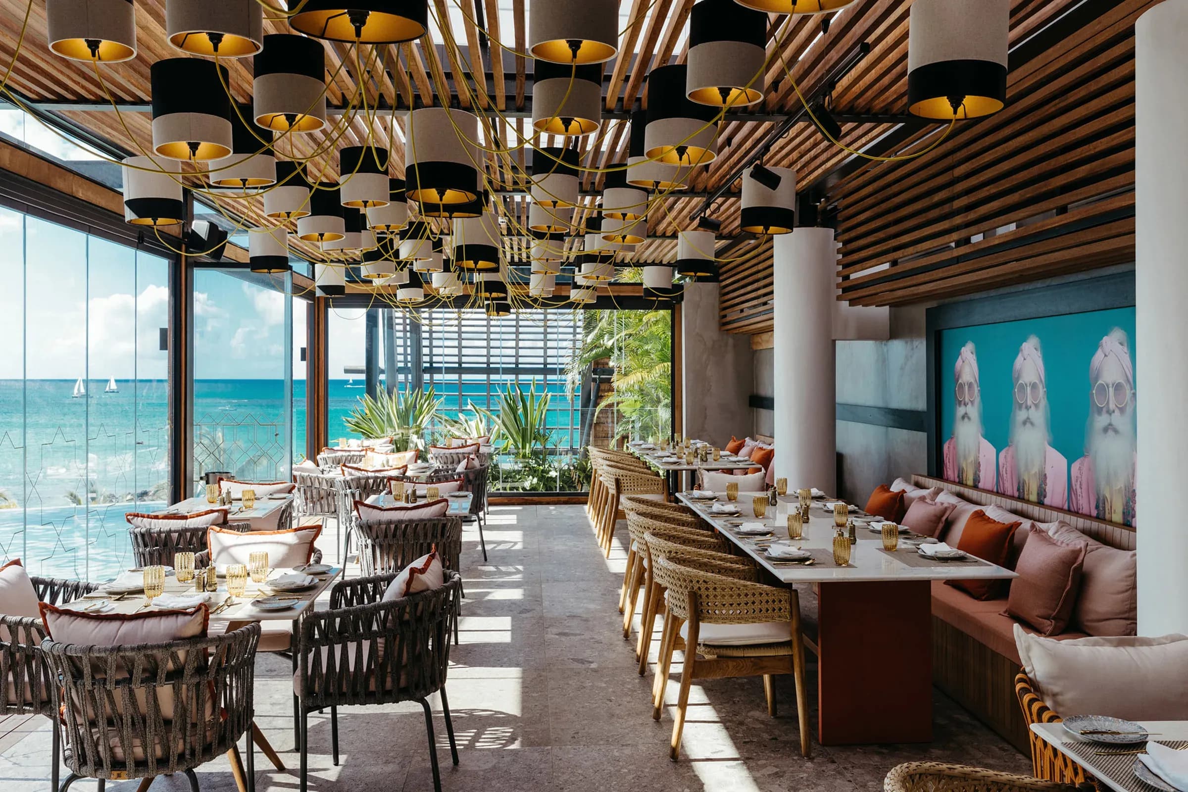 Walima by Bisou dining terrace overlooking the ocean at LUX* Grand Baie