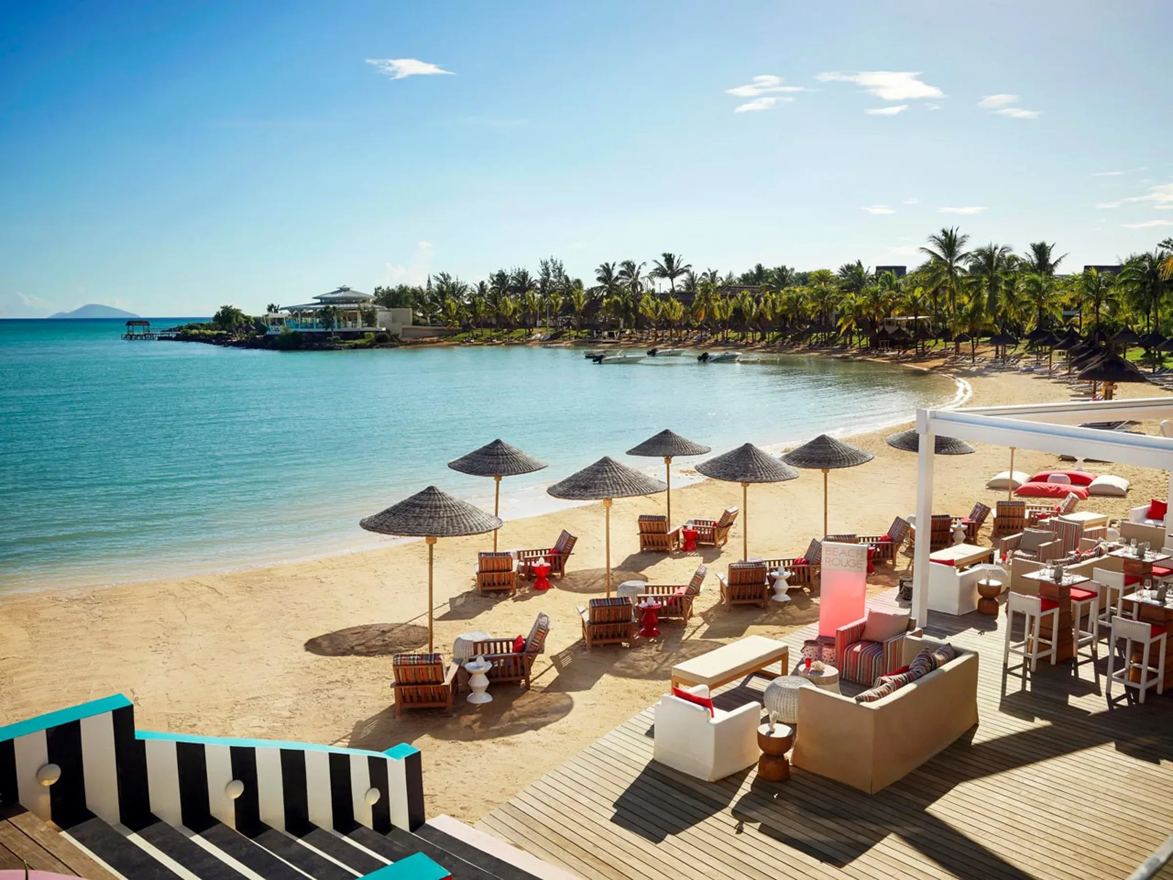 Beach Rouge restaurant and beach club at LUX* Grand Gaube