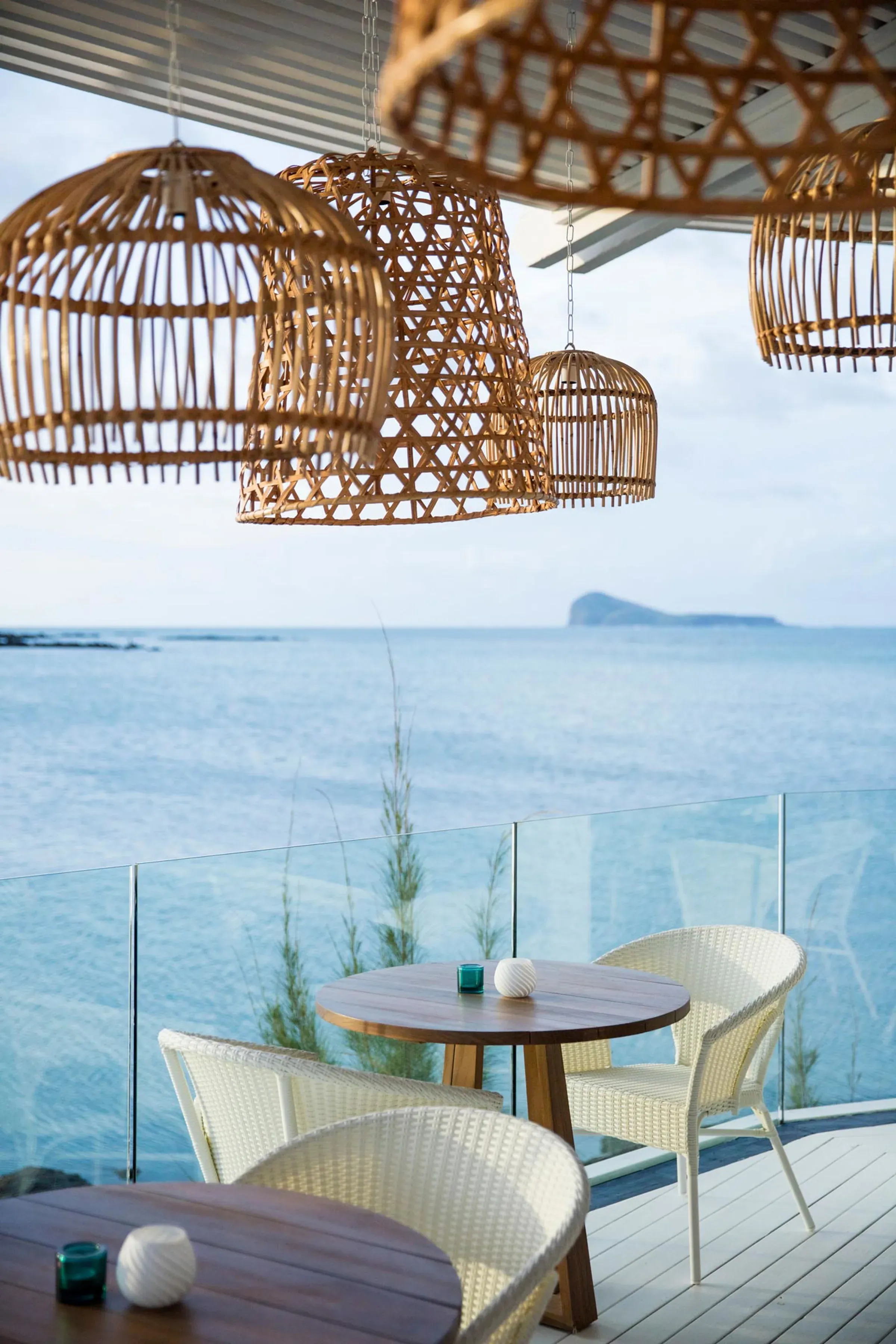 Overwater dining terrace at Bodrum Blue, the Turkish restaurant at LUX* Grand Gaube