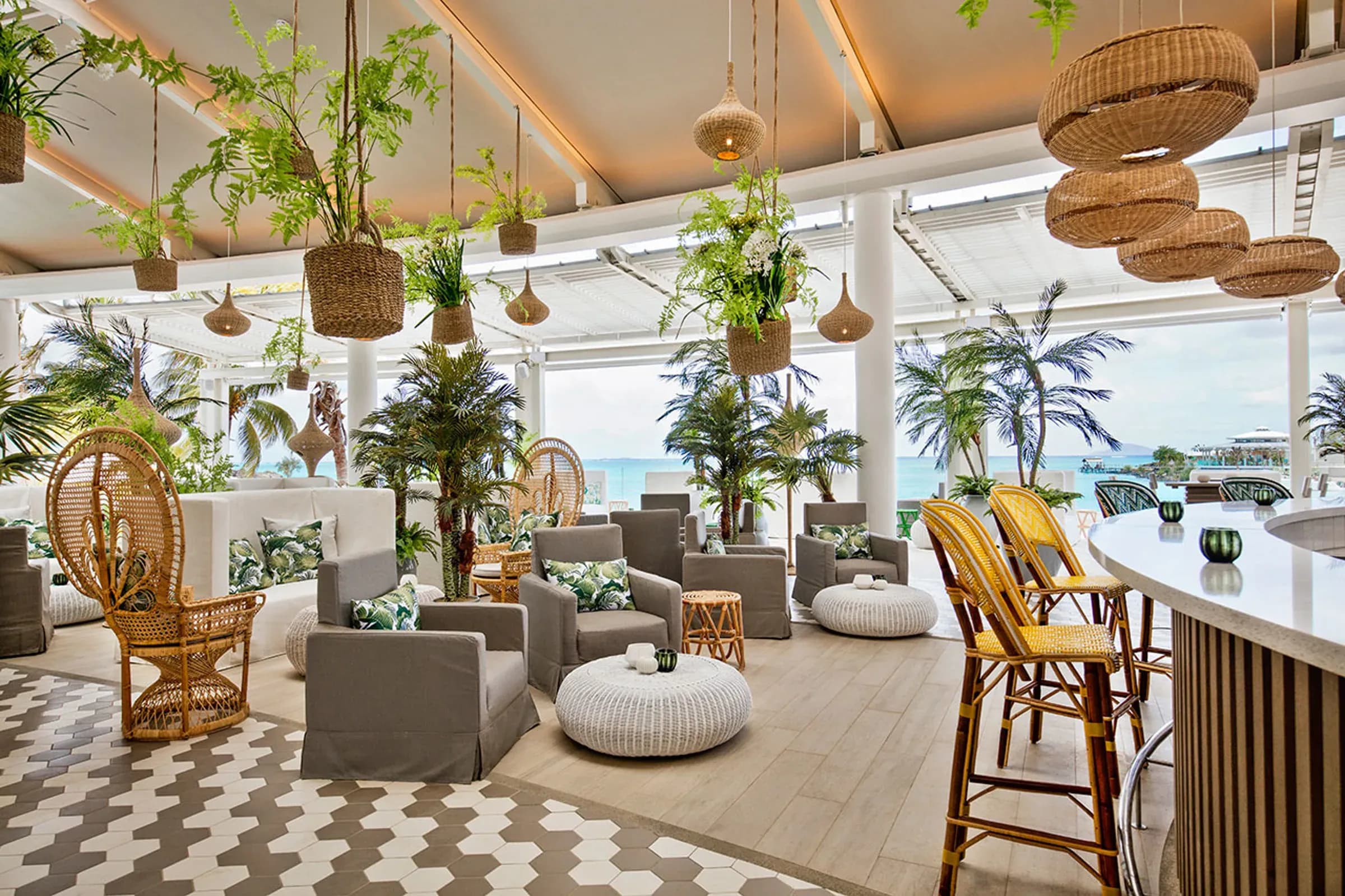 The Palm Court, the resort's main restaurant, at LUX* Grand Gaube