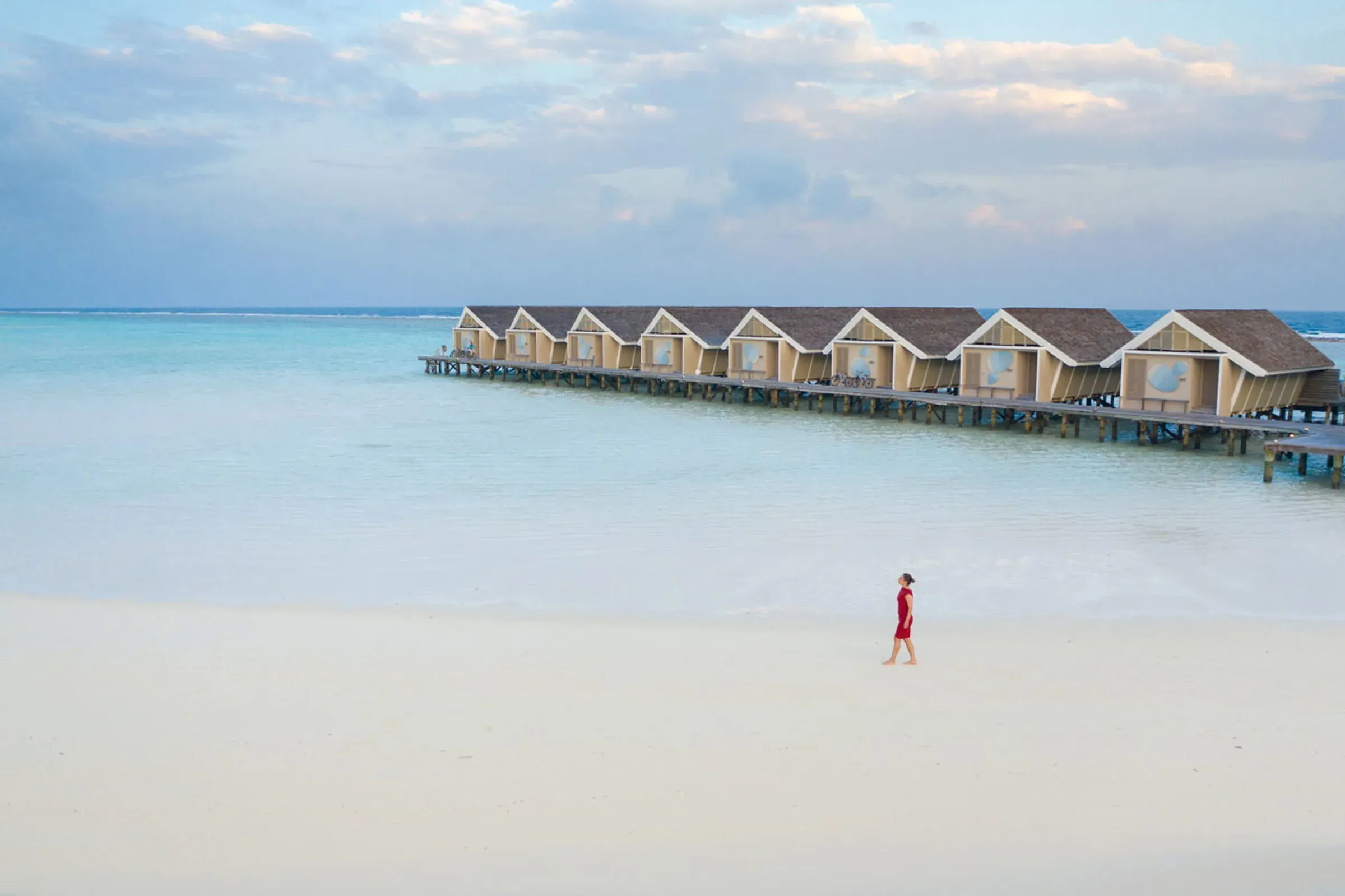 Beach and turquoise lagoon at LUX* South Ari Atoll, Maldives