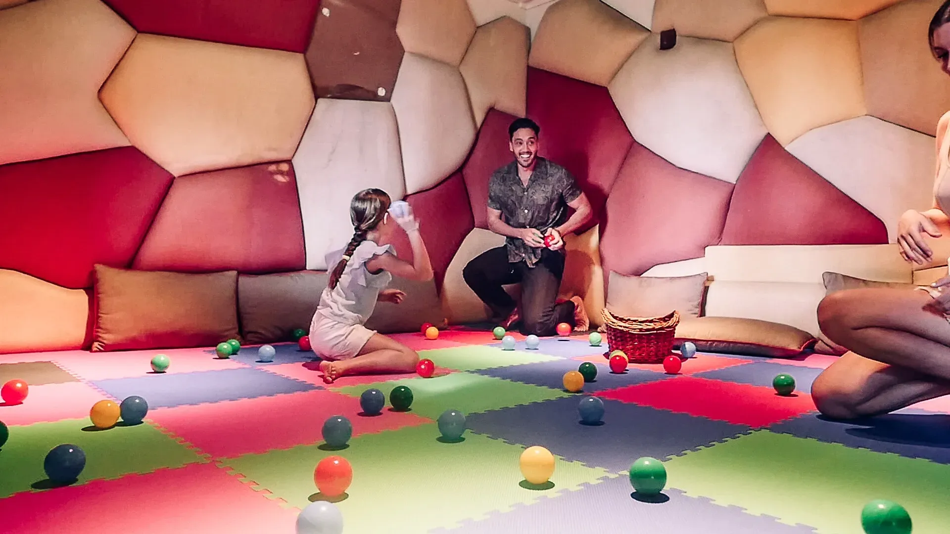 Children playing in the indoor playroom at Maradiva's Peter Pan Kids Club