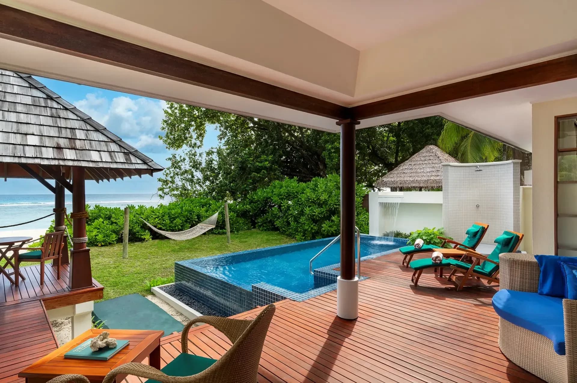 Beach Sanctuary Pool Villa private pool and terrace at Niva Labriz Seychelles