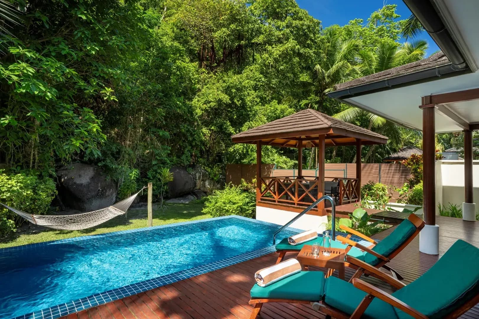 Jungle Sanctuary Pool Villa private pool set among rainforest at Niva Labriz Seychelles