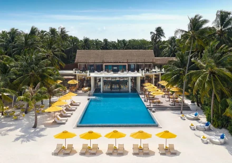 Epicure restaurant by the infinity pool on Chill island at Niyama Private Islands Maldives