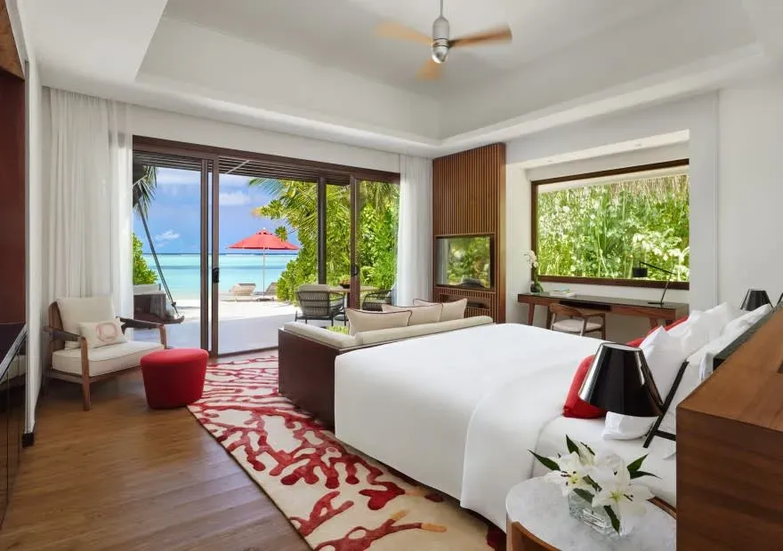 Deluxe Beach Villa interior at Niyama Private Islands Maldives
