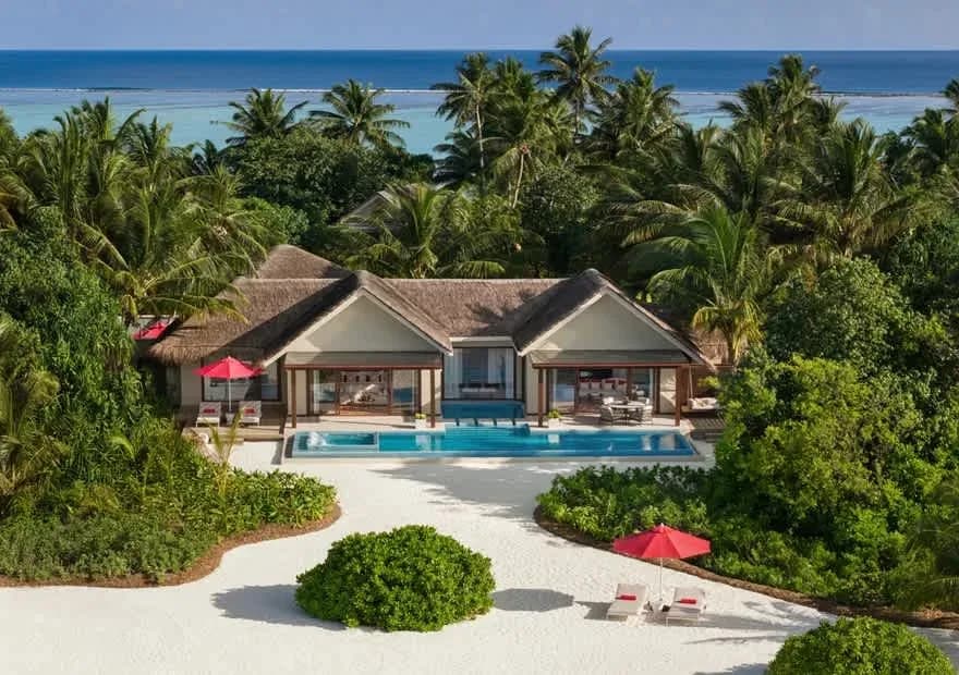 One Bedroom Beach Pool Pavilion aerial view at Niyama Private Islands Maldives