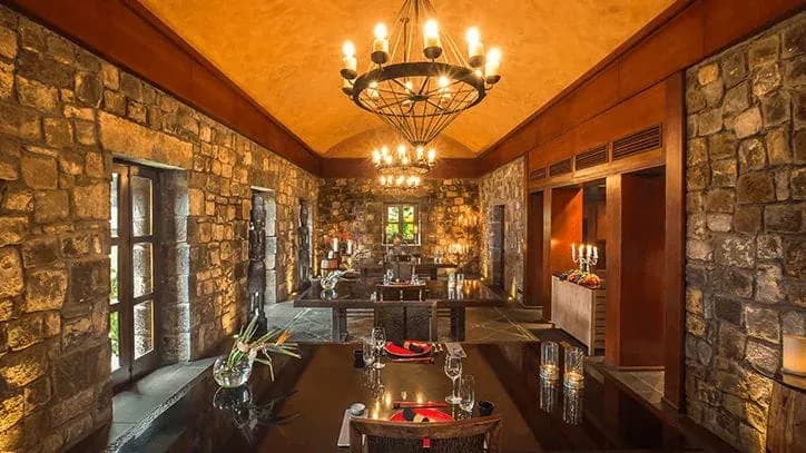 The Gunpowder Room, an 18th-century colonial dining venue at The Oberoi Beach Resort, Mauritius