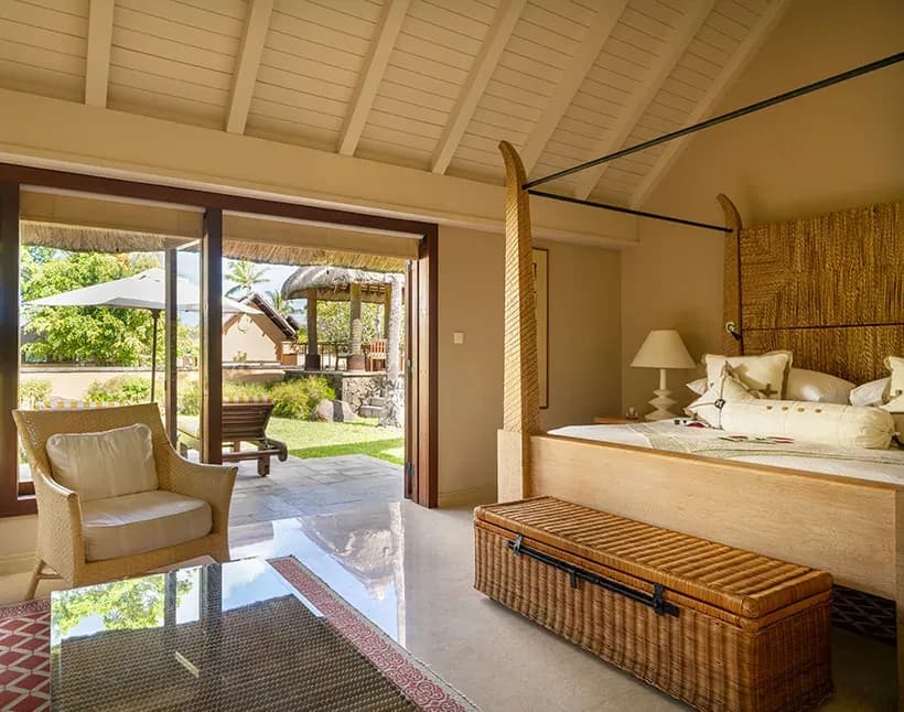 Bedroom of the Luxury Villa with Private Garden at The Oberoi Beach Resort, Mauritius