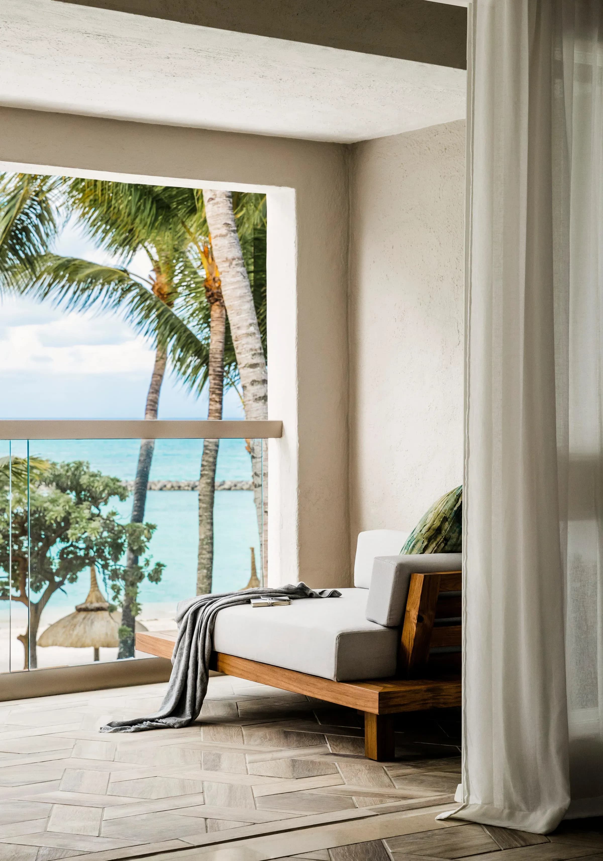 Beachfront Suite balcony with ocean view at One&Only Le Saint Géran