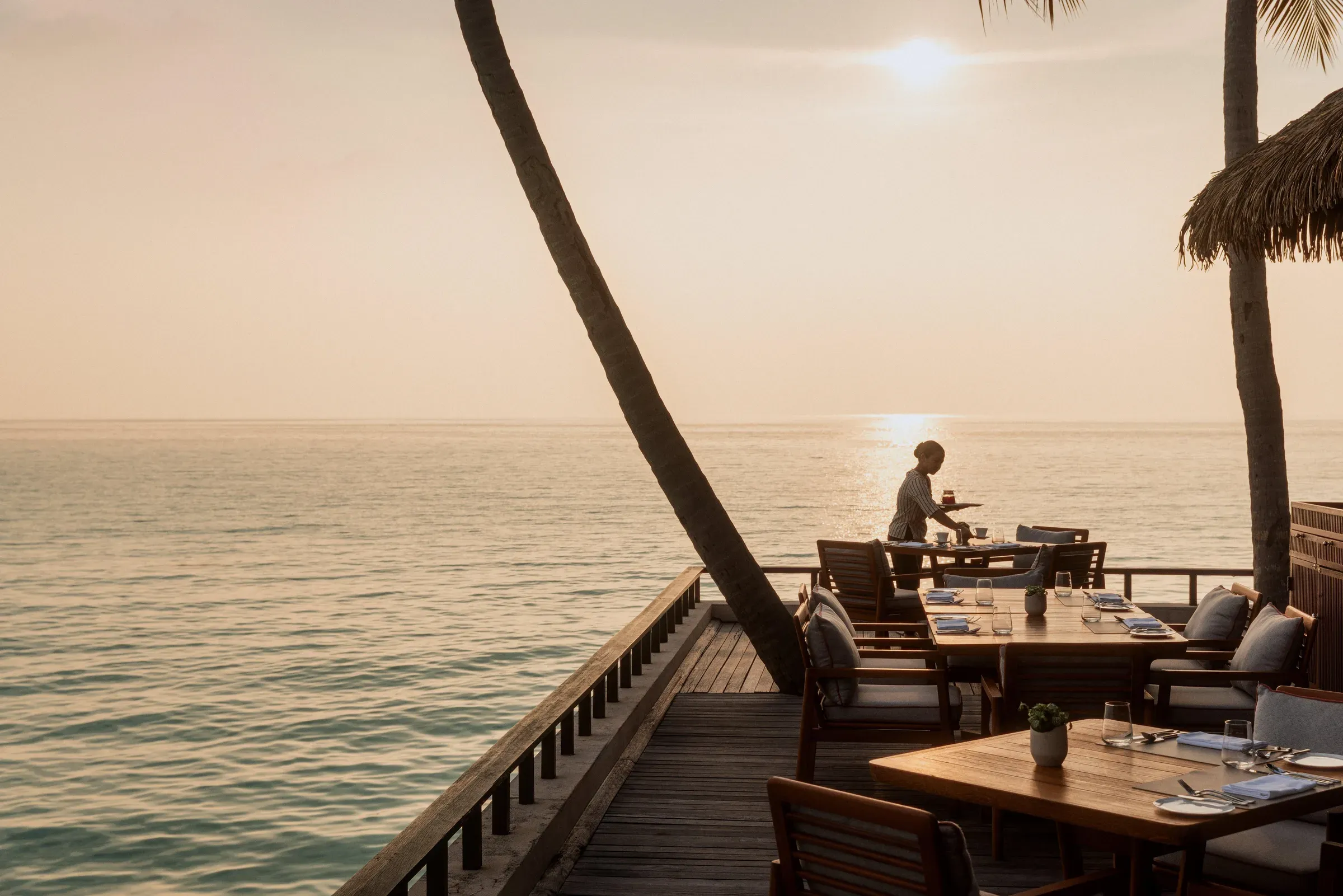 Reethi restaurant overwater veranda at One&Only Reethi Rah