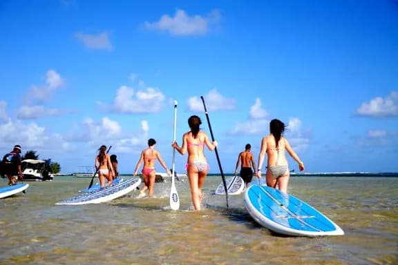Kayaking and stand-up paddle boarding at the Boat House, OUTRIGGER Mauritius Beach Resort