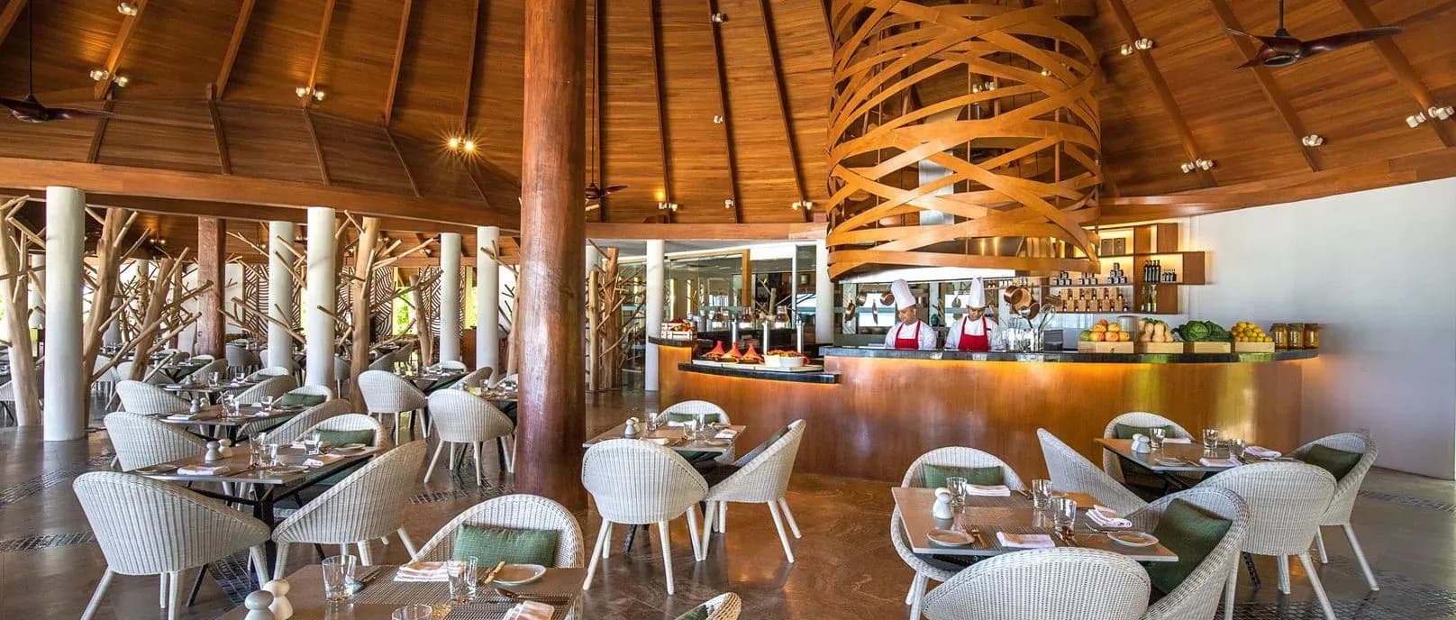 THE PALMS all-day dining restaurant with open kitchen at OZEN LIFE MAADHOO