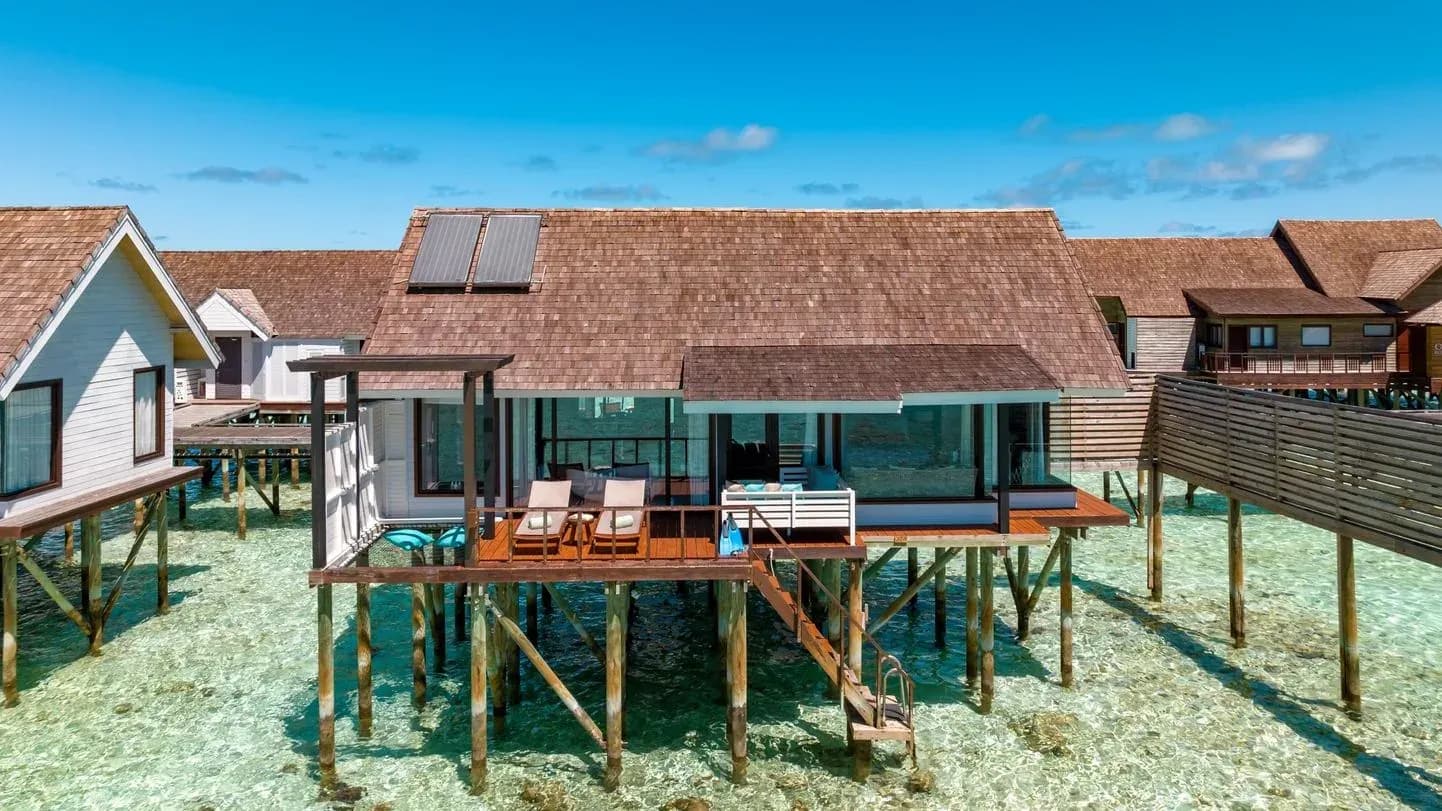 Wind Villa overwater exterior above the lagoon at OZEN LIFE MAADHOO