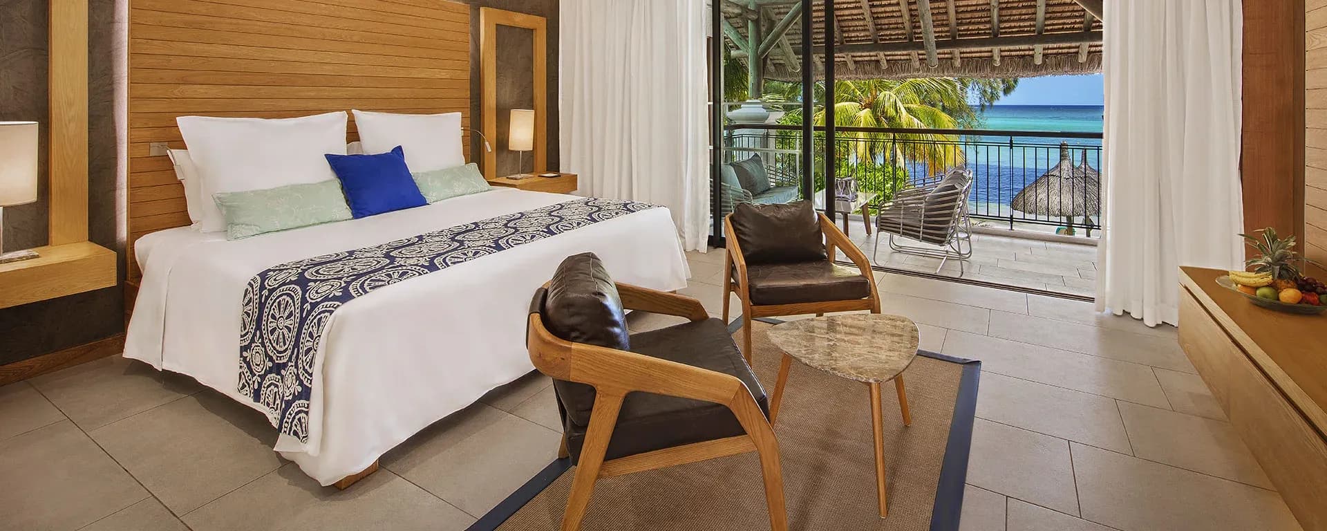 Paradis Suite Beachfront with Le Morne Brabant mountain backdrop at Paradis Beachcomber
