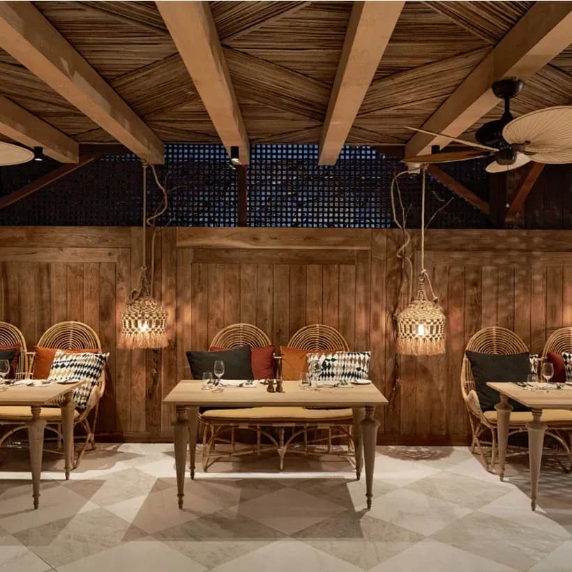 The Dining Room restaurant interior at Paradise Cove Boutique Hotel
