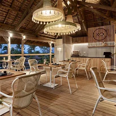 XO Japanese restaurant interior at dusk at Paradise Cove Boutique Hotel