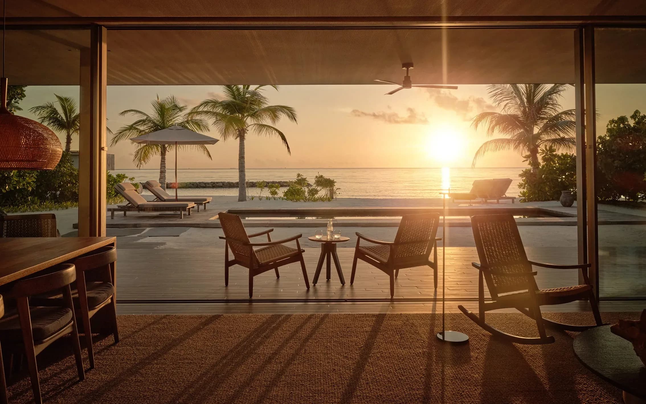 Two Bedroom Sunset Beach Pool Villa exterior at Patina Maldives
