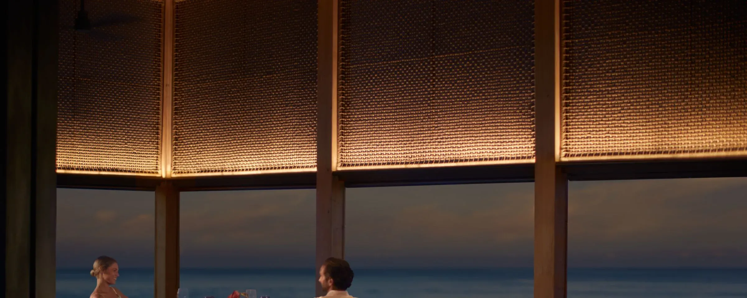 Lantern-lit dining pavilion at Summer Pavilion, The Ritz-Carlton Maldives, Fari Islands