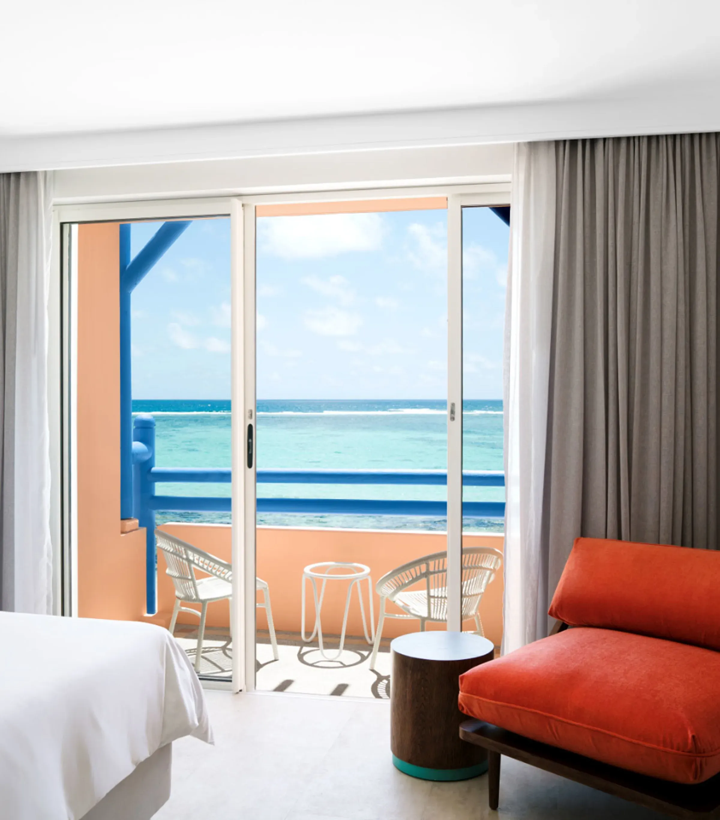 Bang on Beach room balcony with direct Indian Ocean view at SALT of Palmar