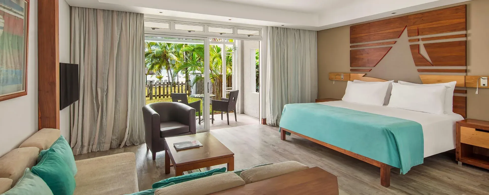 2-Bedroom Family Apartment living space at Shandrani Beachcomber