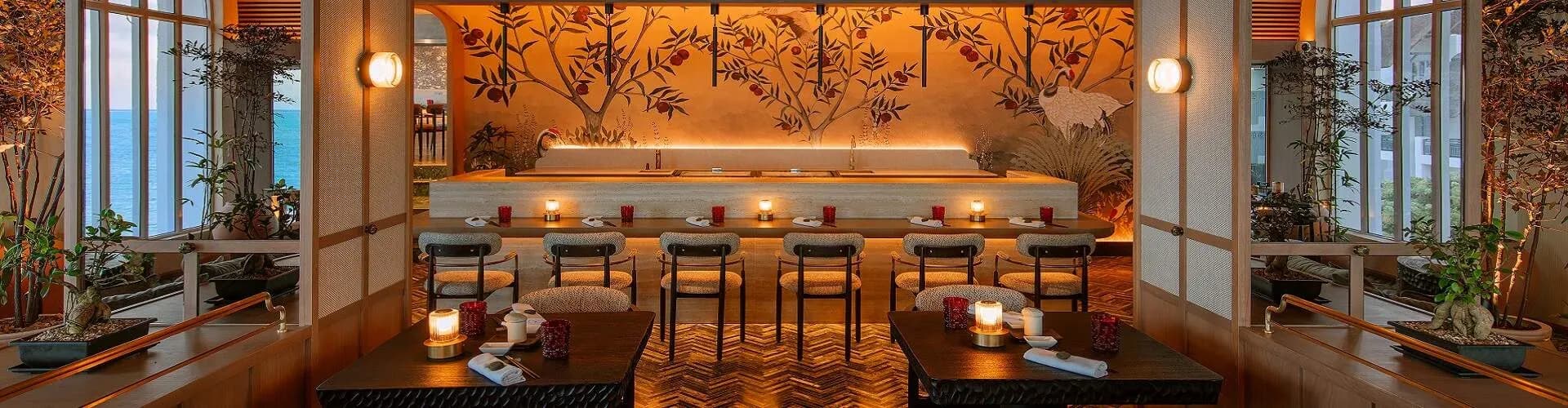 Kushi Japanese restaurant setting at Shangri-La Le Touessrok