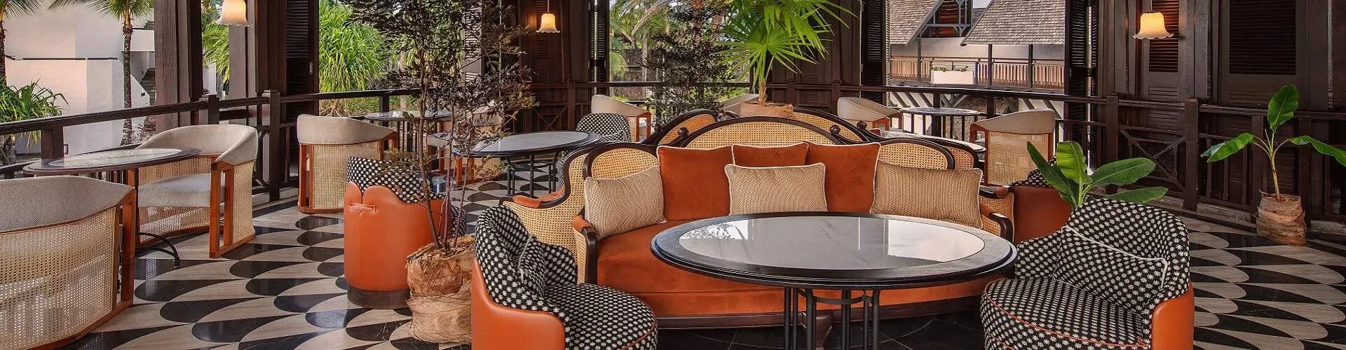 Terrace seating at Safran Indian restaurant, Shangri-La Le Touessrok