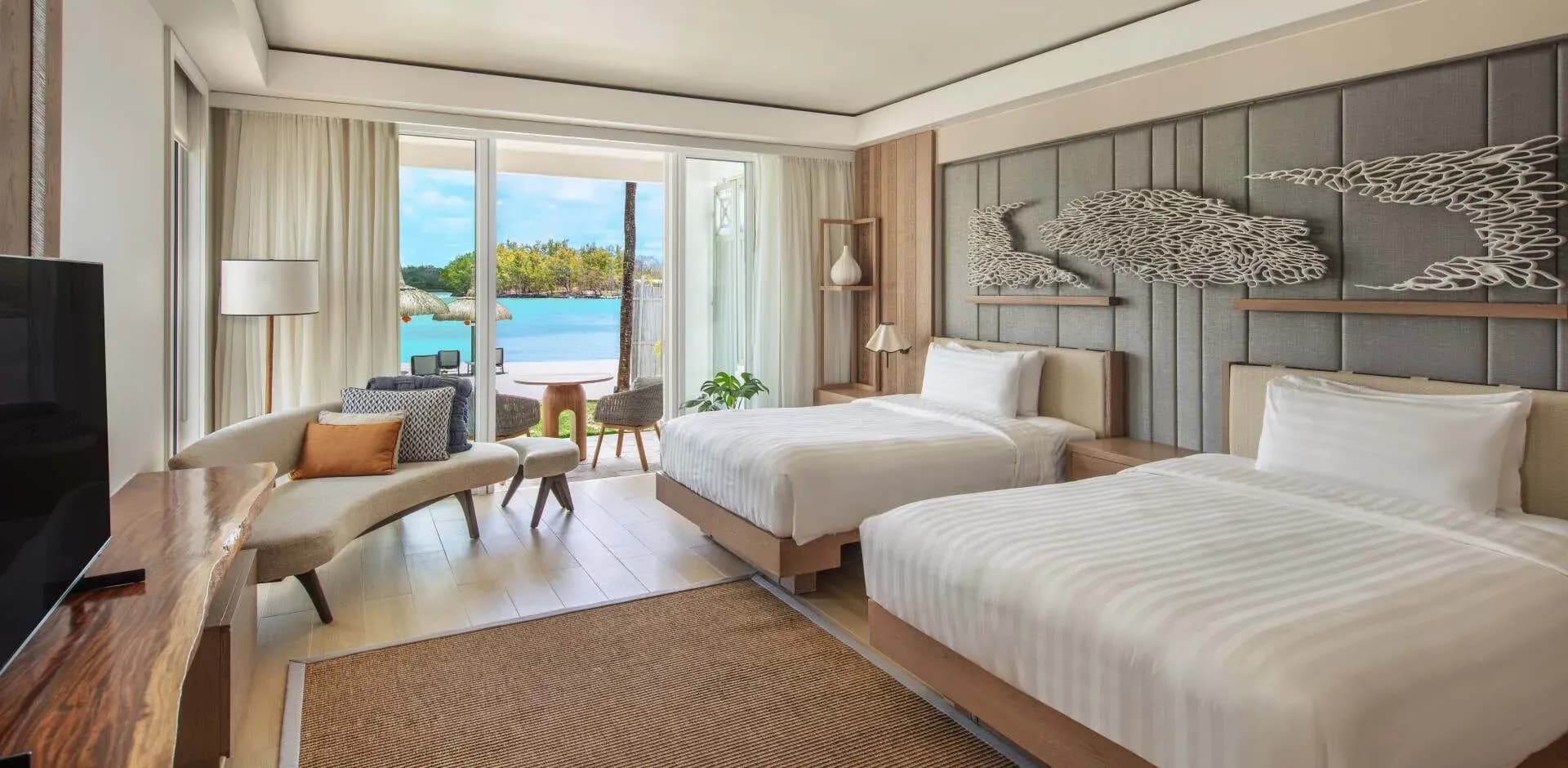 Frangipani Two Bedroom Beach Suite interior at Shangri-La Le Touessrok