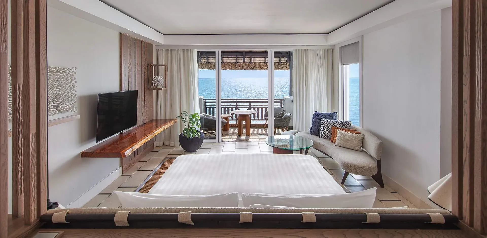 Frangipani Ocean View Junior Suite at Shangri-La Le Touessrok, set on its own islet