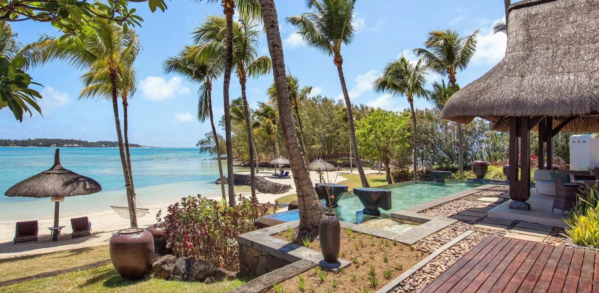 Private infinity pool and terrace at the Shangri-La Three Bedroom Beach Villa