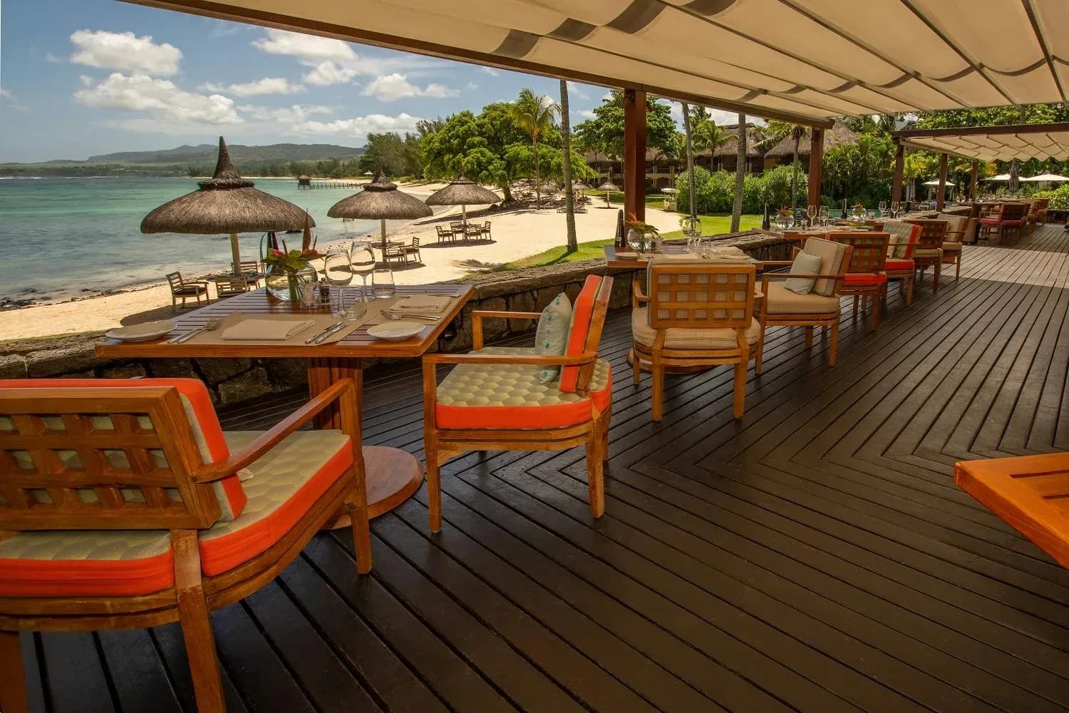 Stars restaurant beach terrace at Shanti Maurice Resort & Spa