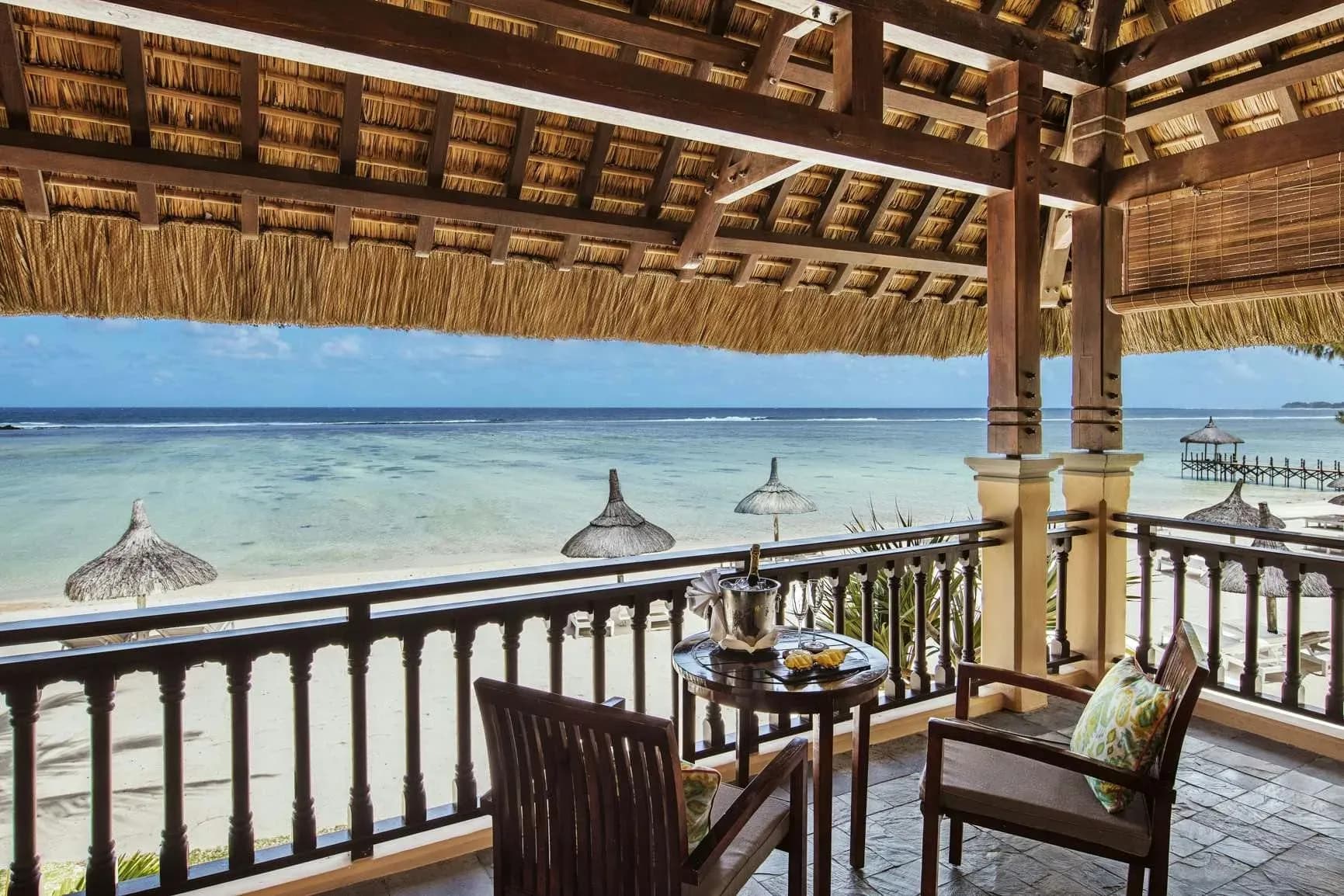 Junior Suite Oceanfront terrace at Shanti Maurice Resort & Spa