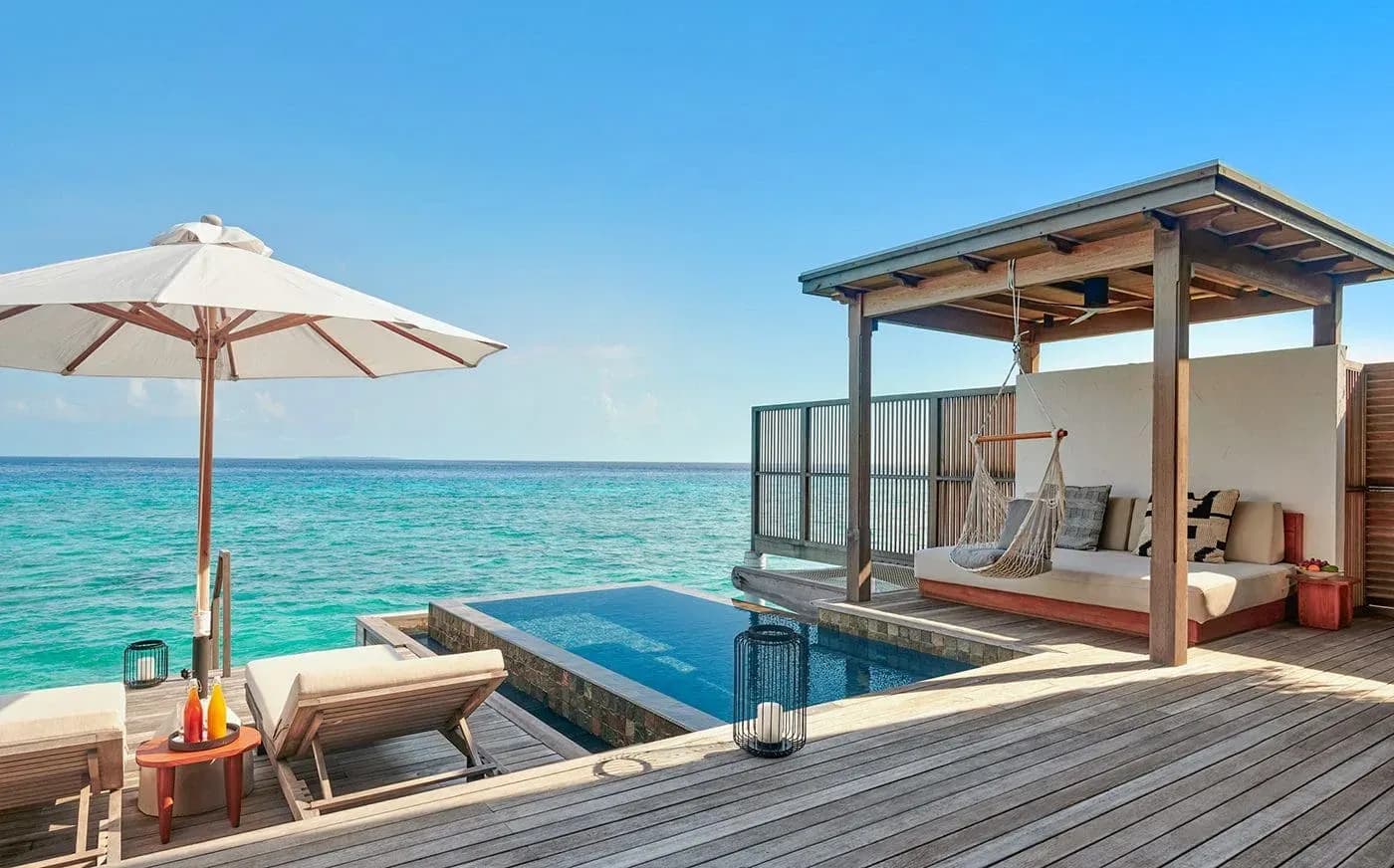 Sunrise Water Villa overwater pool deck at Sirru Fen Fushi