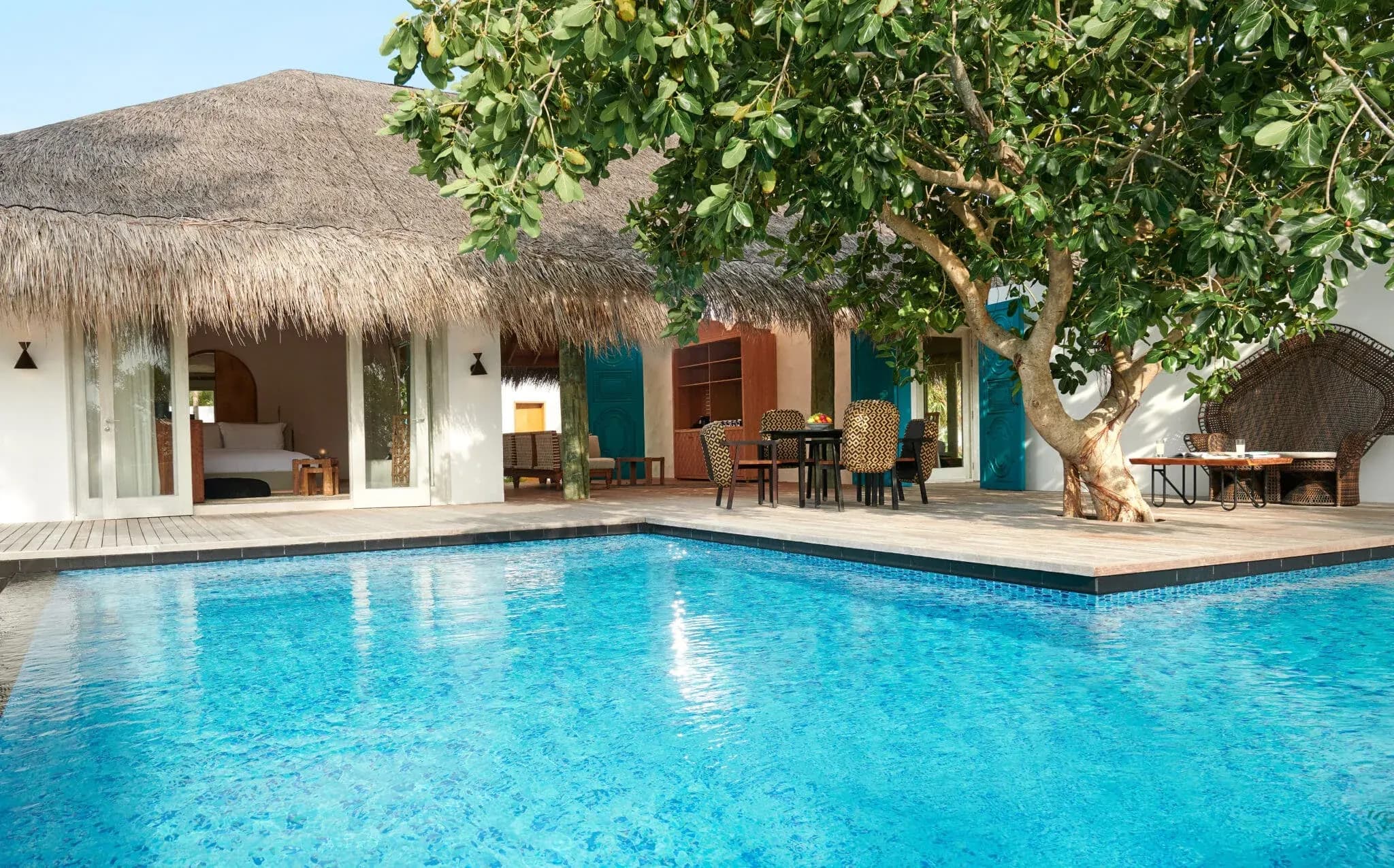 Two Bedroom Sunset Beach Villa exterior at sunset, Sirru Fen Fushi
