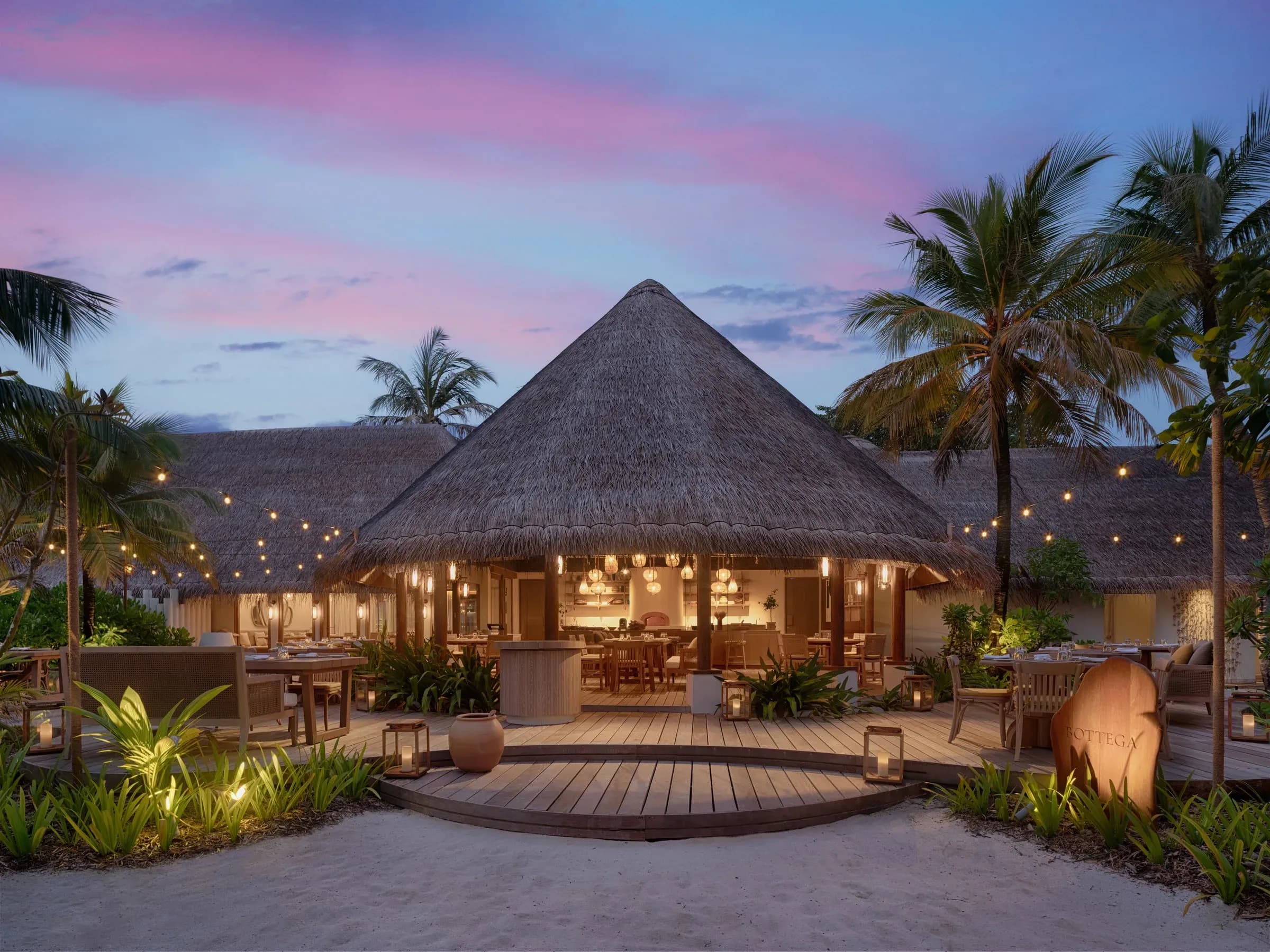 Exterior of Bottega, the Italian restaurant at Six Senses Kanuhura