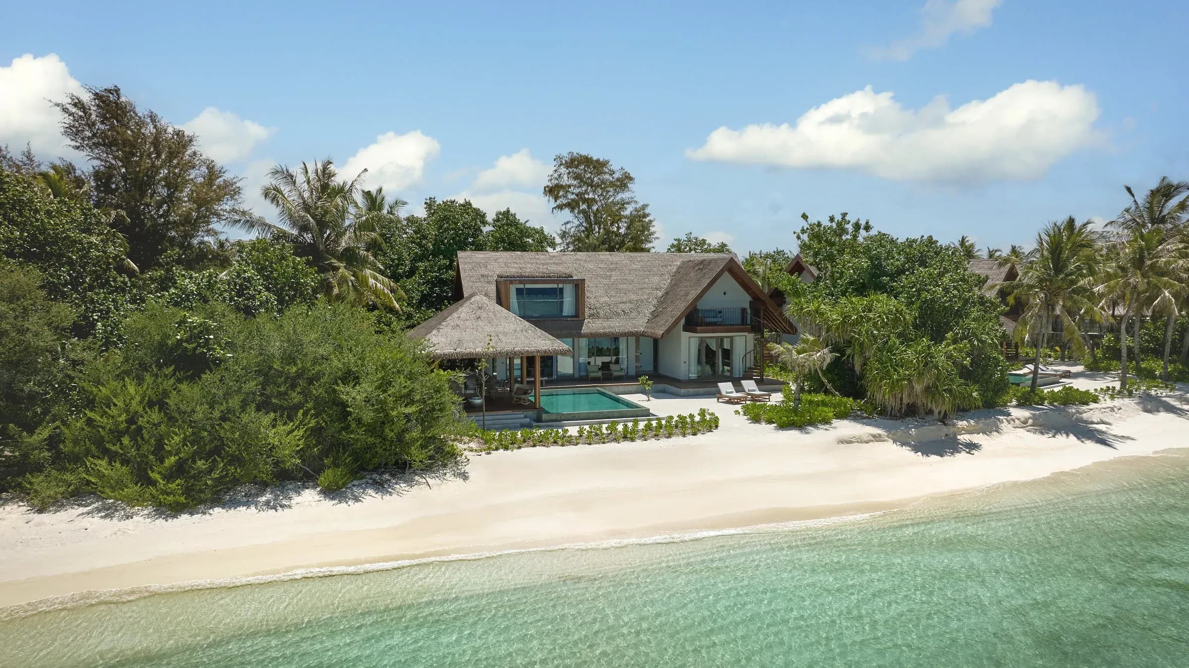 Aerial view of a Beach Retreat With Pool at Six Senses Kanuhura
