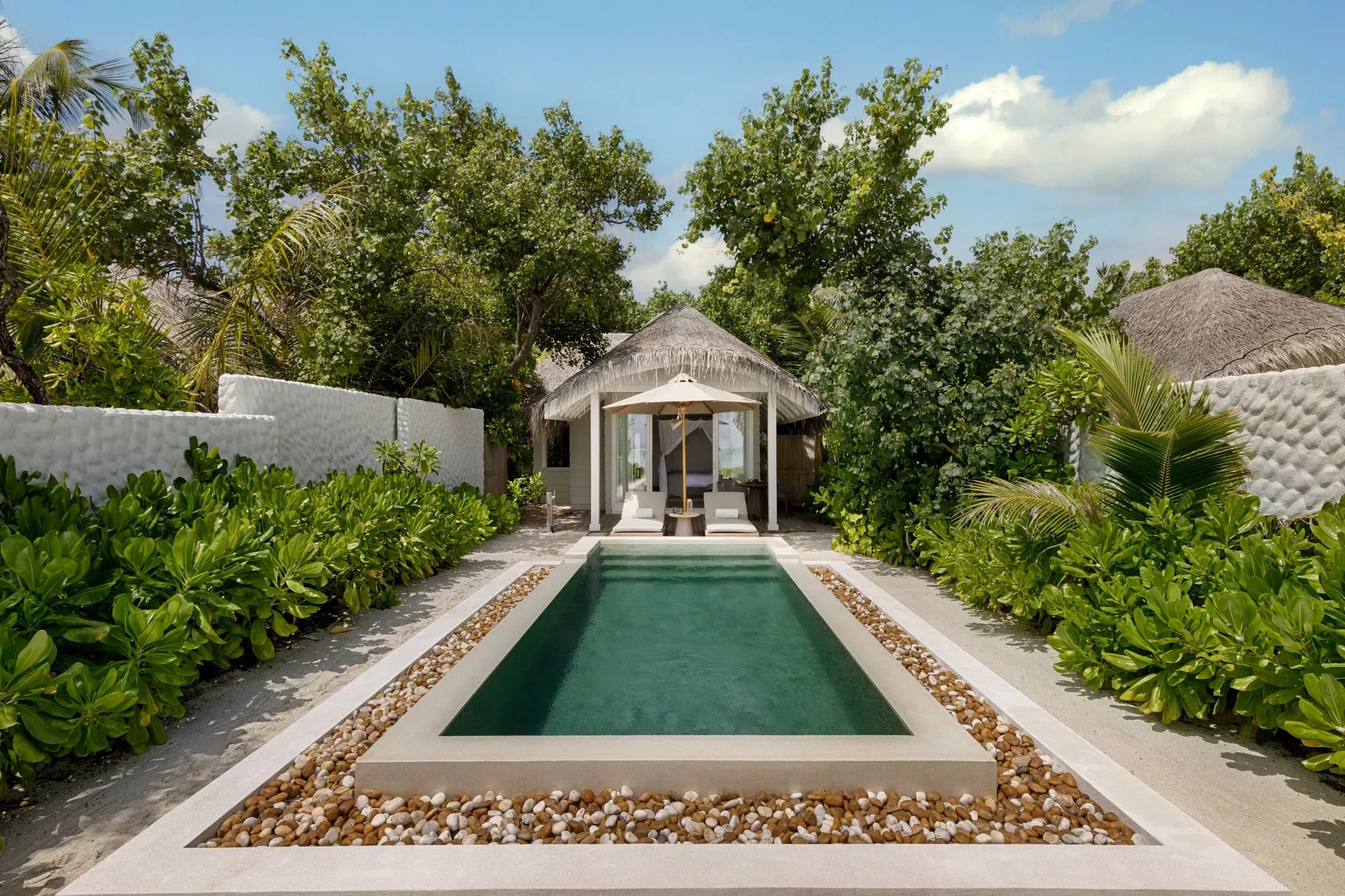 Aerial view of a Beach Villa With Pool at Six Senses Kanuhura